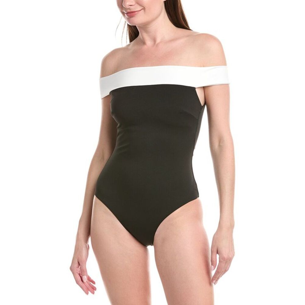 Milly Womens  Solid Off The Shoulder One-Piece, Black